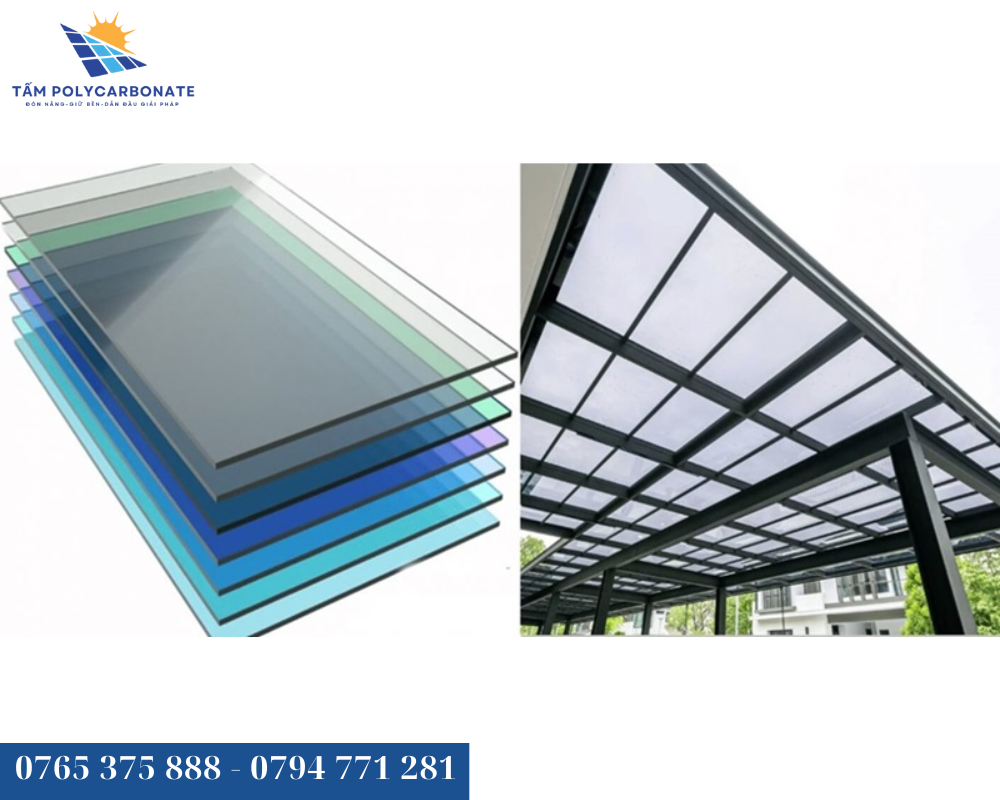 Giếng trời dùng tấm poly đặc dày 2mm lấy sáng