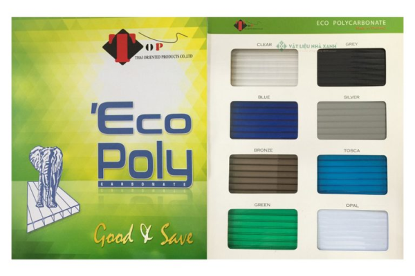 Bảng màu tấm Polycarbonate dạng rỗng EcoPoly